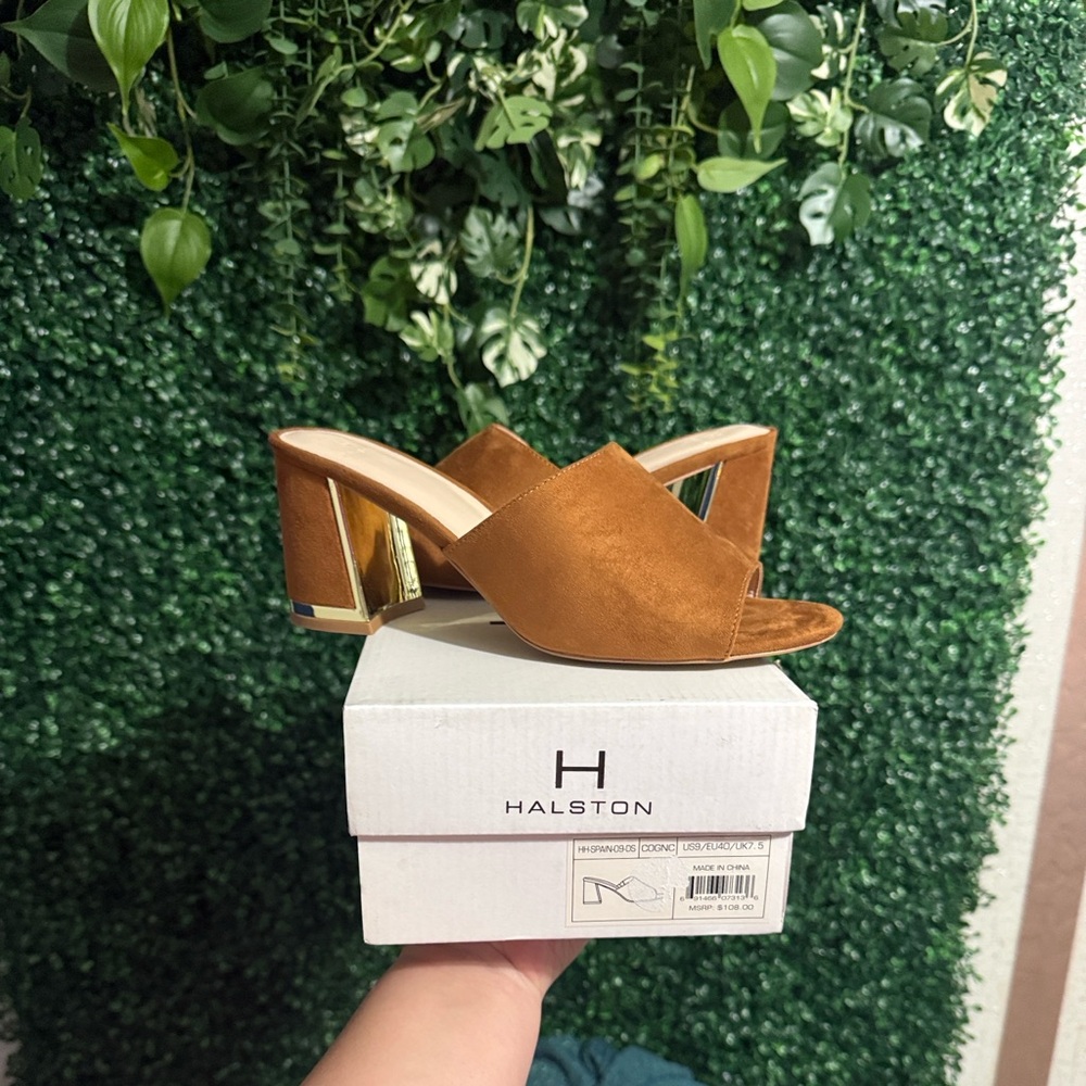 Halston Heritage Women's Brown Suede Mules